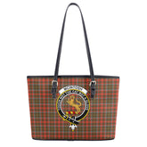 McIntosh Hunting Weathered Tartan Crest Leather Tote Bag